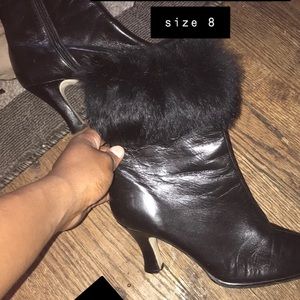Leather fur boots size 8